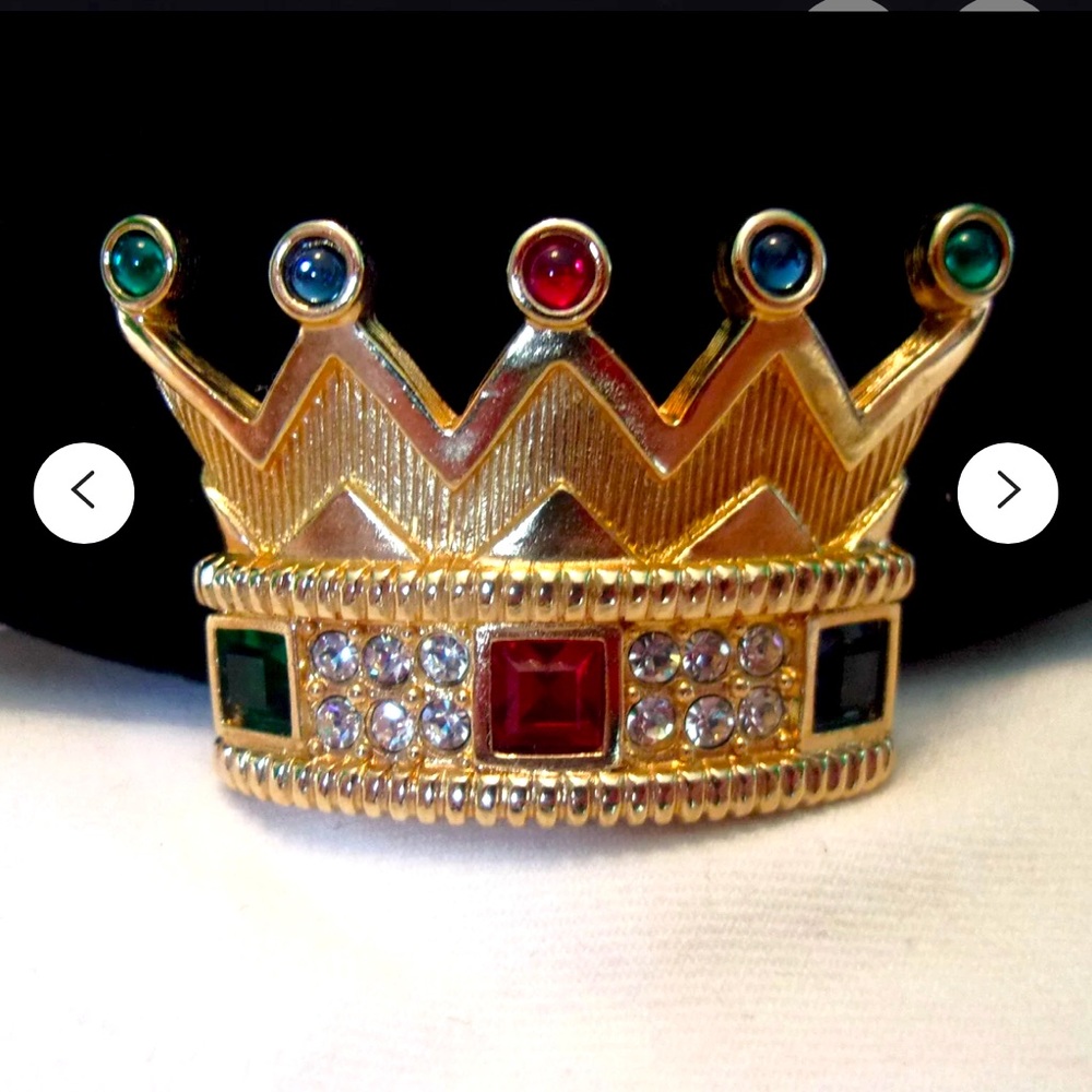 Swarovski Crystal Glass Crown Brooch